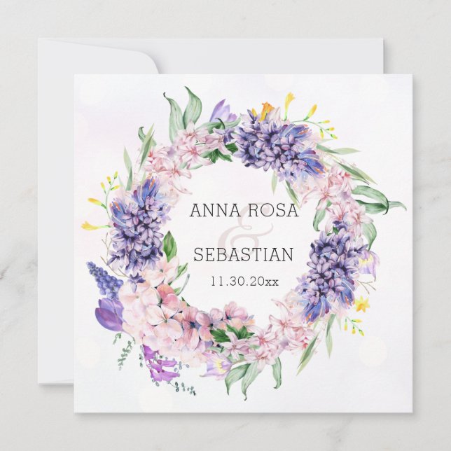 Invitación *~* Floral Wreath Boho QR RSVP AR12 Boda (Anverso)