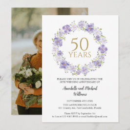 Invitación Floral Wreath de lavanda suave Boda fotográfico 50