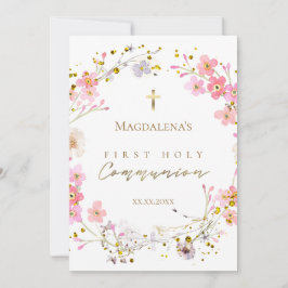 Invitación floral wreath First Holy Communion 