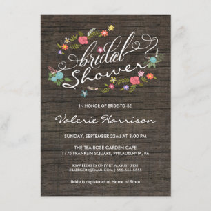 Invitación Floral Wreath Rústica Madera Bridal Ducha invita