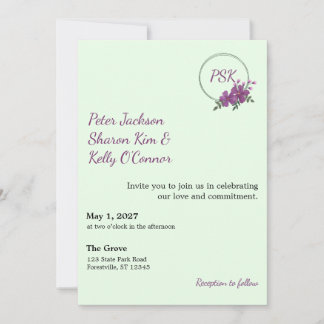 Invitación Floral Wreath Throuple Invitation