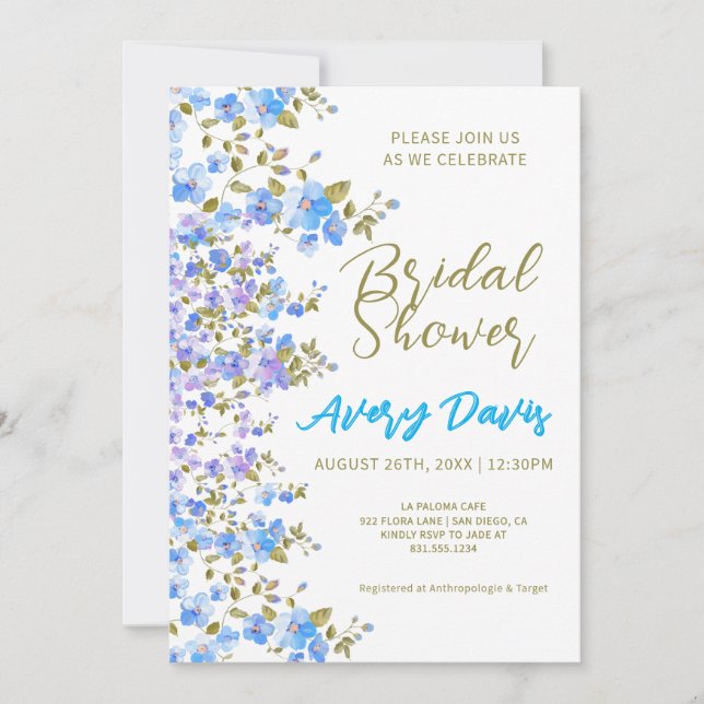 Invitación Floral y fabulosa ducha de novia (Anverso)