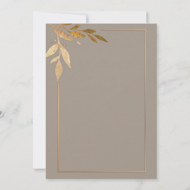 Invitación Floral y marco dorado moderno (Anverso)