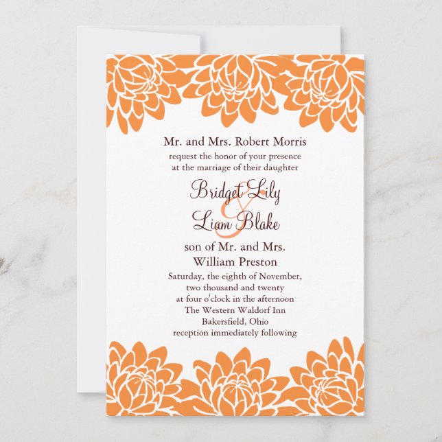 Invitación floral y moderna de la boda (Anverso)