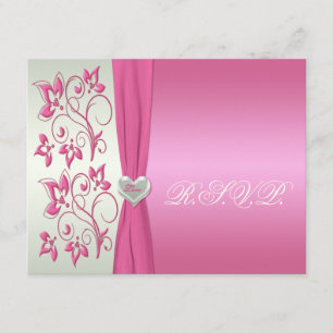 Invitación Floral y pálido rosados - póngase verde con el