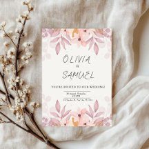 invitación floral y simple invitación a la boda