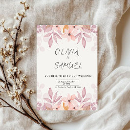 invitación floral y simple invitación a la boda