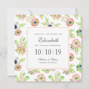 Invitación Floral y suculenta color de agua - Novia