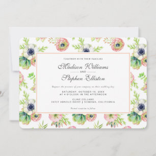 Invitación Floral y suculentos acuarela - Boda