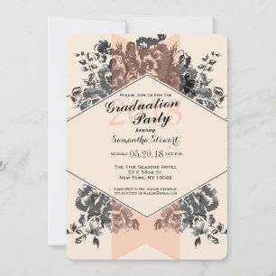 Invitación Floral y tira de color vintage