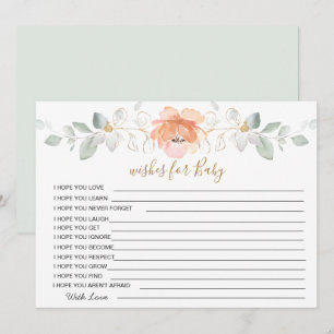 Invitación Floral y verde deseo para el juego de Baby Shower