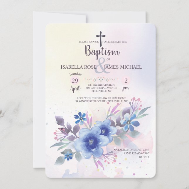 Invitación Floral Zafiro (Anverso)