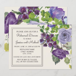 Invitación Florales Acuarela Púrpura Ciruela Marfil Ensayo