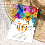 Invitación Florales Brillantes y Negrita Dulce Dieciséis Aniv<br><div class="desc">Celebra un dulce 16 con estas brillantes y audaces invitaciones de cumpleaños florales. El diseño presenta flores acuáticas pintadas a mano con follaje verde,  un confetti purpurina de oro falso y una plantilla de cumpleaños elegante clásica que es fácil de personalizar.</div>