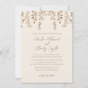 Invitación Florales colgantes Foliage Warm Beige Boho