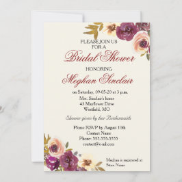 Invitación Florales de acuarela otoñal - Ducha nupcial