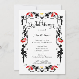 Invitación Florales de hojas elegantes y ducha de nubes