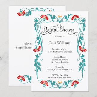 Invitación Florales de hojas elegantes y ducha de nubes