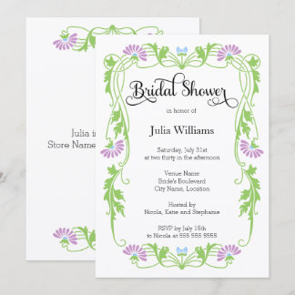 Invitación Florales de hojas elegantes y ducha de nubes