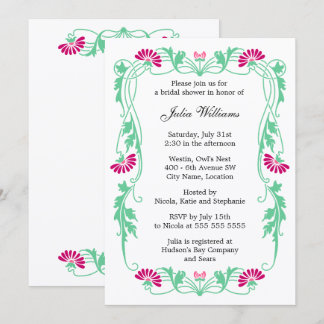 Invitación Florales de hojas elegantes y ducha de nubes