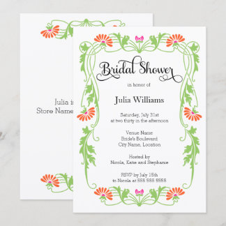 Invitación Florales de hojas elegantes y ducha de nubes