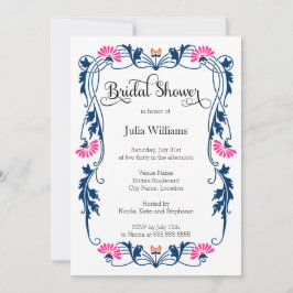 Invitación Florales de hojas elegantes y ducha de nubes