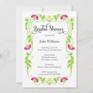 Invitación Florales de hojas elegantes y ducha de nubes
