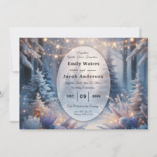 Invitación Florales de invierno en Boda de cerdos de escarcha