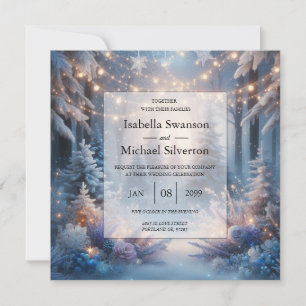 Invitación Florales de invierno en Boda de cerdos de escarcha
