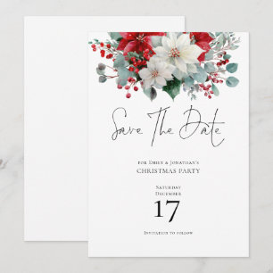 Invitación Florales de invierno Navidades de Poinsettia salva