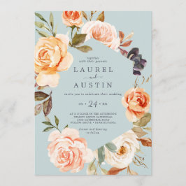 Invitación Florales de la Tierra Rústica | Boda Mint Casual