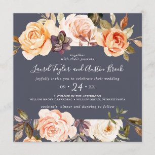 Invitación Florales de la Tierra Rústica   Boda Purple Square