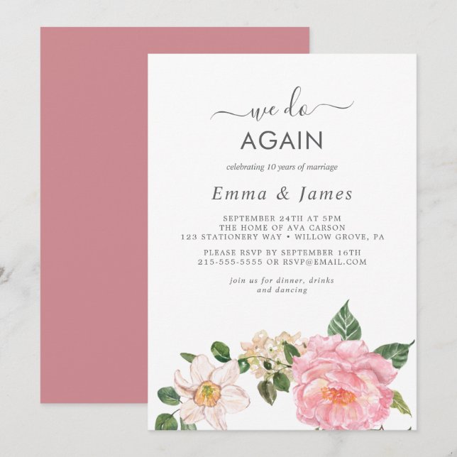 Invitación Florales de la Tierra Rústica "Volvemos a Hacerlo" (Anverso / Reverso)