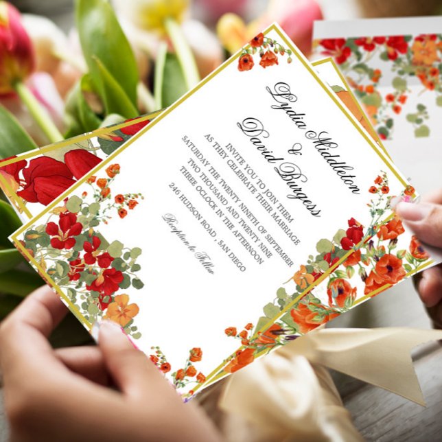 Invitación Florales de otoño elegante Personalizado de boda e (Subido por el creador)