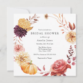 Invitación Florales de otoño y ducha de bridas de calabaza