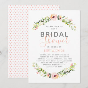 Invitación Florales de primavera   Bridal Shower   Blanca
