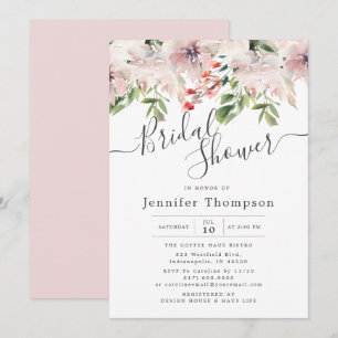 Invitación Florales de Rubor y ducha nupcial de color verde