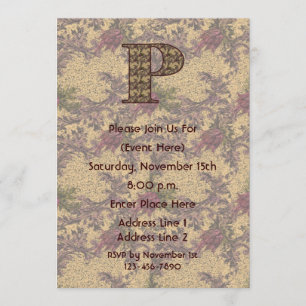 Invitación Florales elegantes iniciales del monograma P