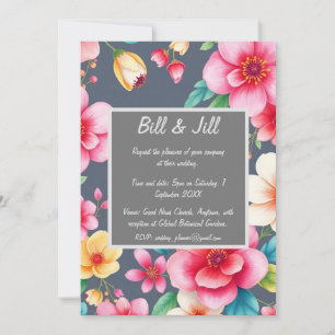 Invitación Florales En Flores Amarillas De Color Rosa En Boda