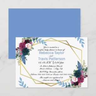 Invitación Florales en sangre azul - 3x5 Parejas en Baby Show