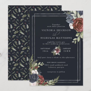 Invitación Florales escarchados   Boda Botánico de Invierno