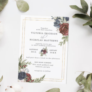 Invitación Florales escarchados   Boda Botánico de Invierno