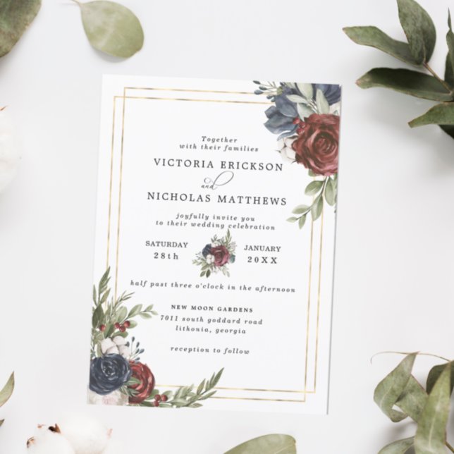 Invitación Florales escarchados | Boda Botánico de Invierno (Subido por el creador)