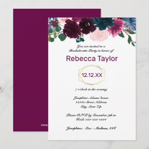 Invitación Florales Floraciones Ciruela - Despedida de Solter