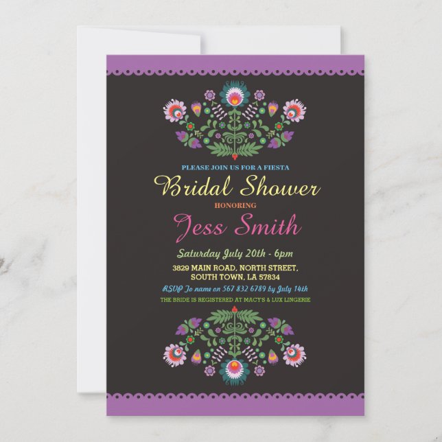 Invitación Florales mexicanos de ducha de la fiesta nupcial (Anverso)