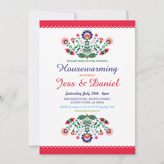 Invitación Florales mexicanos del fiesta del estreno de una (Anverso)