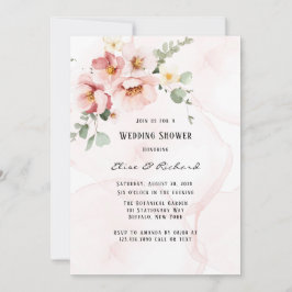 Invitación Florales rosados Elegante ducha de bodas Eucalyptu