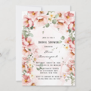 Invitación Florales rosados Elegante Eucalyptus Bridal Shower