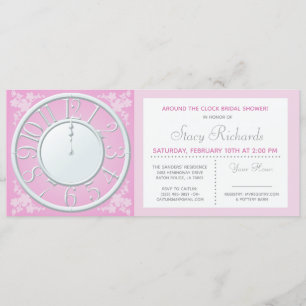 Invitación Florales rosados las veinticuatro horas del día
