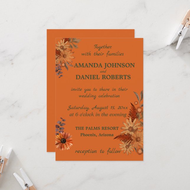 Invitación Florales rústicos esperando a sus invitados (Anverso/Reverso In Situ)